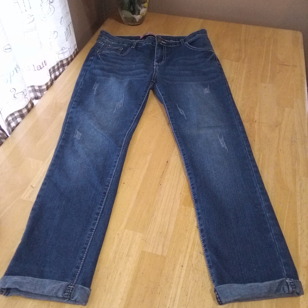 Jesse Women's Straight Leg Blue Denim Capri Jeans Sz 7